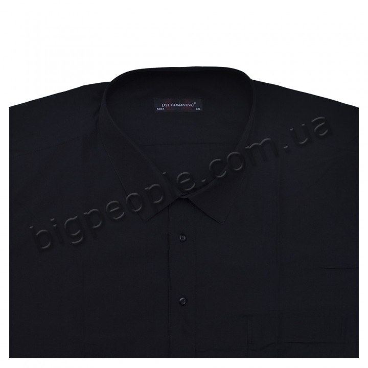 Рубашка черная из хлопковой ткани для больших людей DEL ROMANINO (ru00400609)