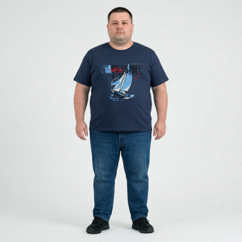 Футболка чоловіча POLO PEPE великого розміру. Колір сірий. Воріт напівкруглий. (fu02053546)