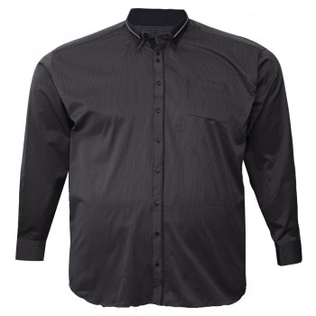 Черная в полоску хлопковая мужская рубашка больших размеров BIRINDELLI (ru00595634)