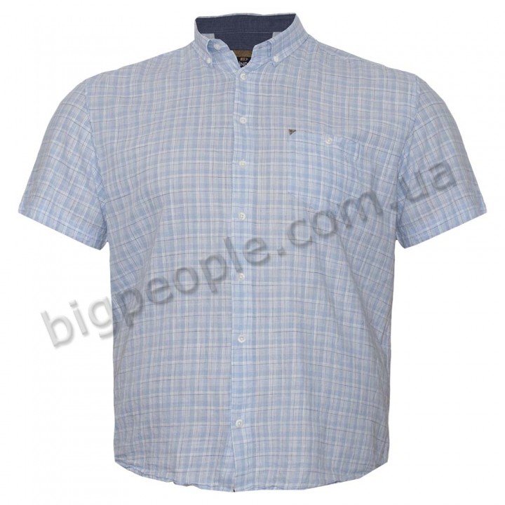 Голубая льняная мужская рубашка больших размеров BIRINDELLI (ru05234224)