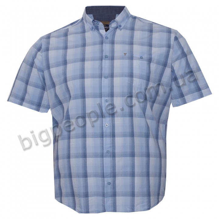 Синяя льняная мужская рубашка больших размеров BIRINDELLI (ru05213996)