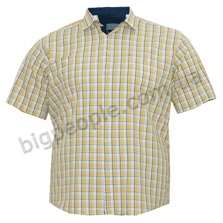 Бежевая хлопковая мужская рубашка больших размеров BIRINDELLI (ru00488661)