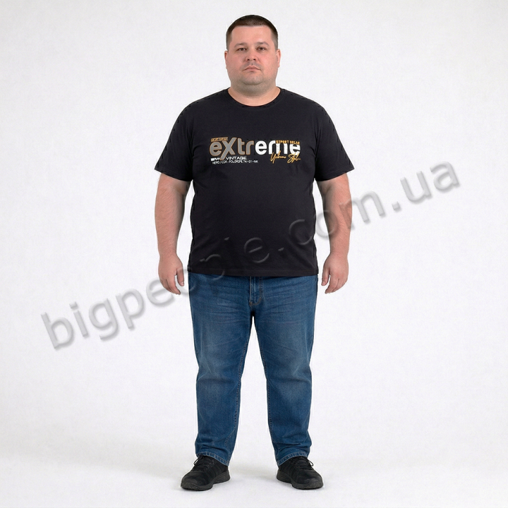 Футболка чоловіча POLO PEPE великого розміру. Колір чорний. Воріт напівкруглий. (fu02048536)