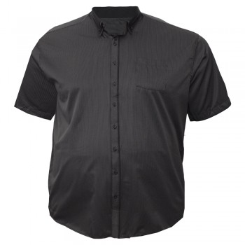 Чорна в смужку чоловіча бавовняна сорочка великих розмірів BIRINDELLI (ru05141132)