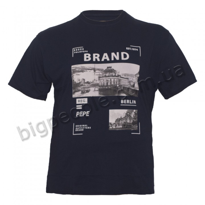 Чоловіча футболка великого розміру POLO PEPE темно-синього кольору (fu00737309)
