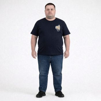 Футболка чоловіча TURHAN. Колір темно-синій. Комір напівкруглий. (fu02019504)