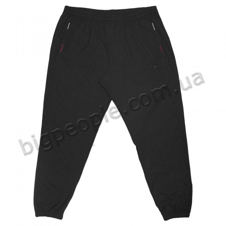 Летние тонкие спортивные брюки ДЕКОНС больших размеров. Цвет чёрный. Внизу манжеты. (br00103886)