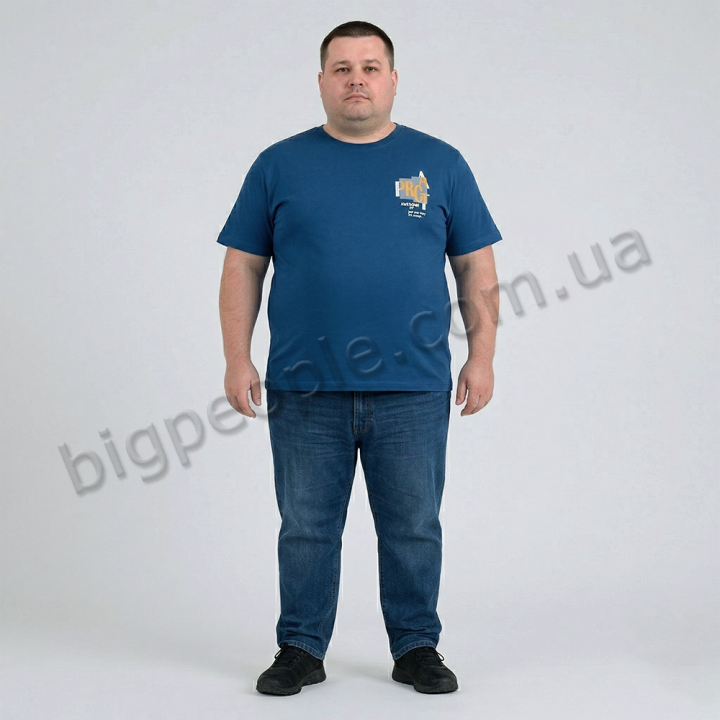 Футболка мужская TURHAN большого размера. Цвет синий. Ворот полукруглый. (fu02014539)