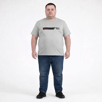 Футболка чоловіча POLO PEPE великого розміру. Колір сірий. Комір напівкруглий. (fu02054512)