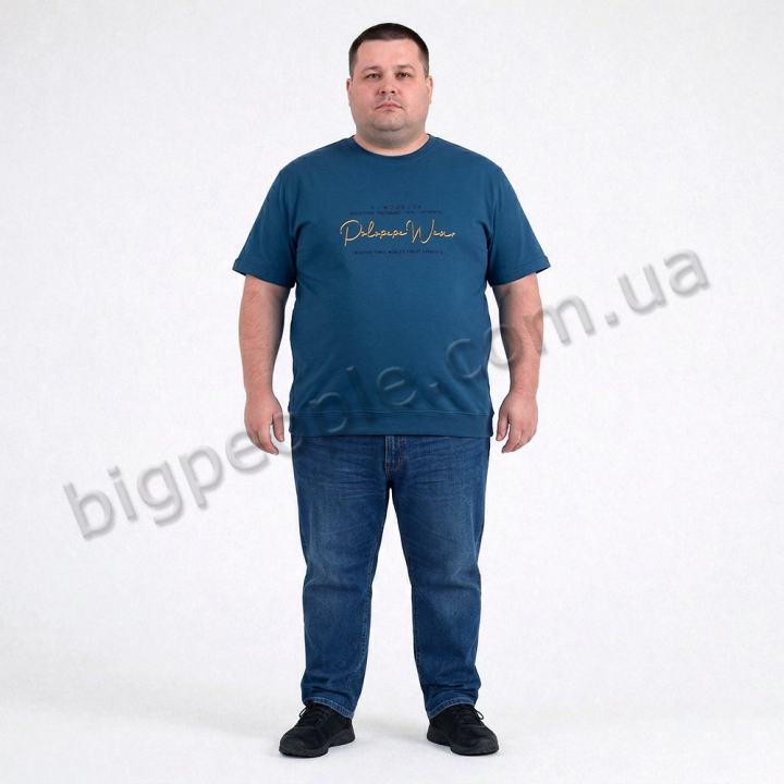 Футболка чоловіча POLO PEPE великого розміру. Колір синій. Воріт напівкруглий. (fu02030936)