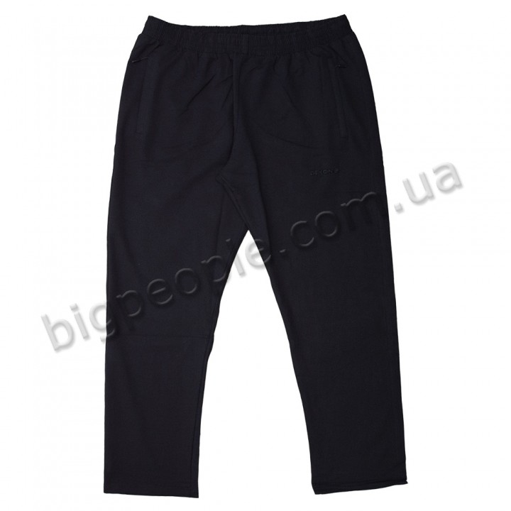 Спортивные брюки ДЕКОНС для больших людей. Цвет чёрный. Модель внизу прямые. (br00077402)