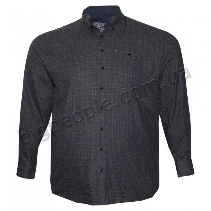 Сіра чоловіча бавовняна сорочка великих розмірів BIRINDELLI (ru00759057)