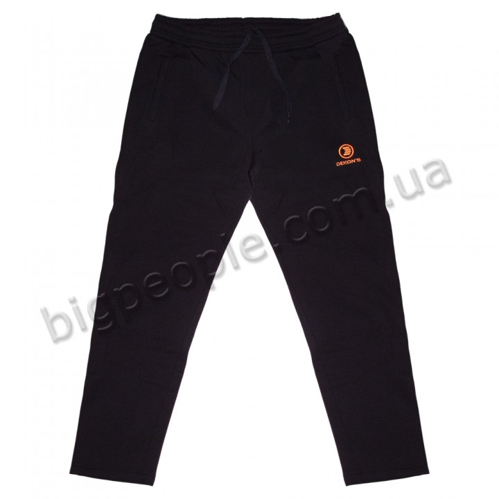 Тёплые спортивные штаны ДЕКОНС больших размеров. Цвет чёрный. Модель внизу прямые. (br000924521)