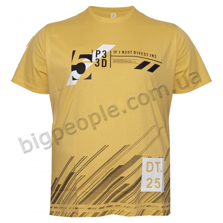 Футболка чоловіча DIVEST великого розміру. Колір жовтий. Воріт напівкруглий. (fu01431076)
