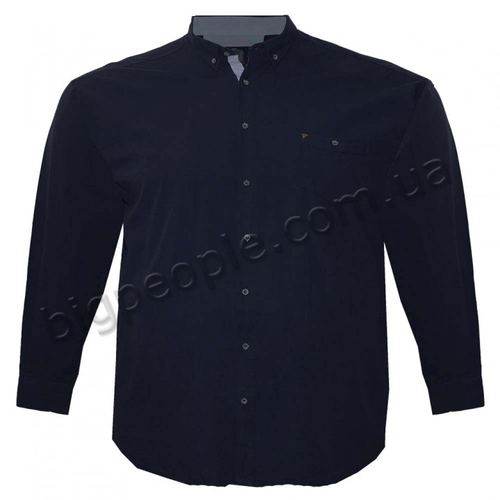 Темно-синя однотонна чоловіча лляна сорочка великих розмірів BIRINDELLI (ru00639667)