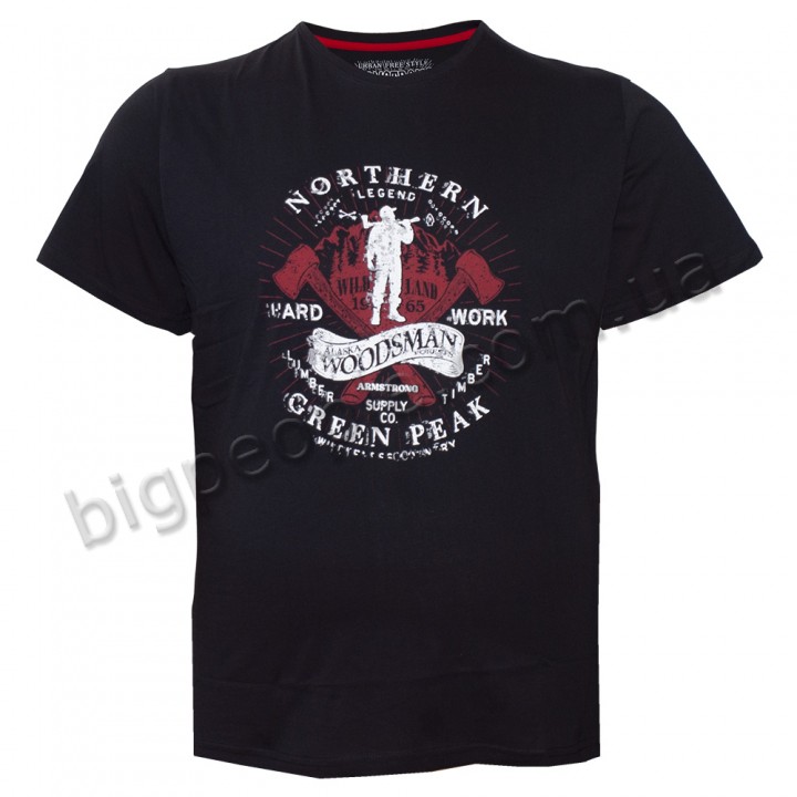 Футболка чоловіча ARMSTRONG великого розміру. Колір чорний. Воріт напівкруглий. (fu01195660)