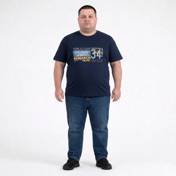 Футболка чоловіча POLO PEPE великого розміру. Колір темно-синій. Воріт напівкруглий. (fu02036034)
