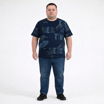 Футболка чоловіча ARMSTRONG великого розміру. Колір темно-синій. Комір напівкруглий. (fu01990890)