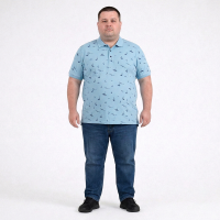 Мужское polo АННЕКС большого размера. Цвет голубой. Низ изделия прямой. (fu01968307)