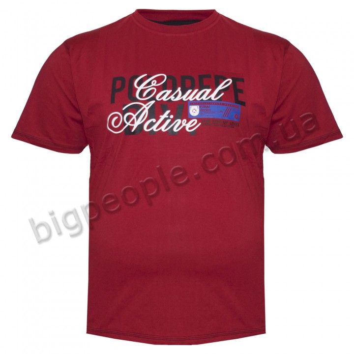 Футболка чоловіча POLO PEPE великого розміру. Колір бордо. Воріт напівкруглий. (fu01358669)