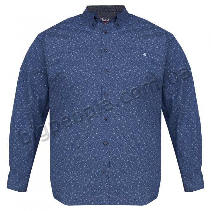 Синяя стрейчевая мужская рубашка больших размеров BIRINDELLI (ru00677442)
