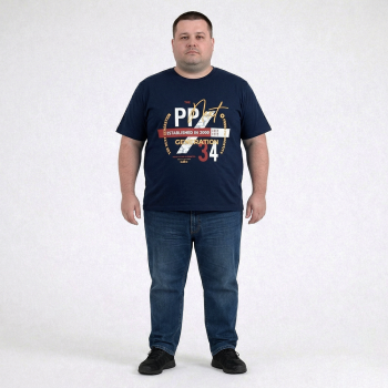 Футболка чоловіча POLO PEPE великого розміру. Колір темно-синій. Воріт напівкруглий. (fu02038446)
