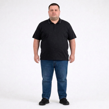 Мужское polo АННЕКС большого размера. Цвет чёрный. Низ изделия прямой. (fu01973884)