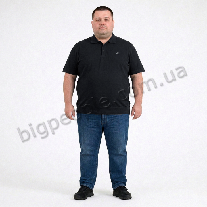 Мужское polo АННЕКС большого размера. Цвет чёрный. Низ изделия на манжете. (fu01955879)