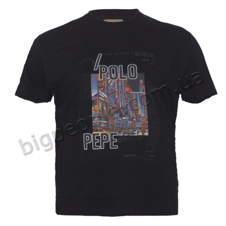 Чоловіча футболка великого розміру POLO PEPE чорного кольору (fu00738904)