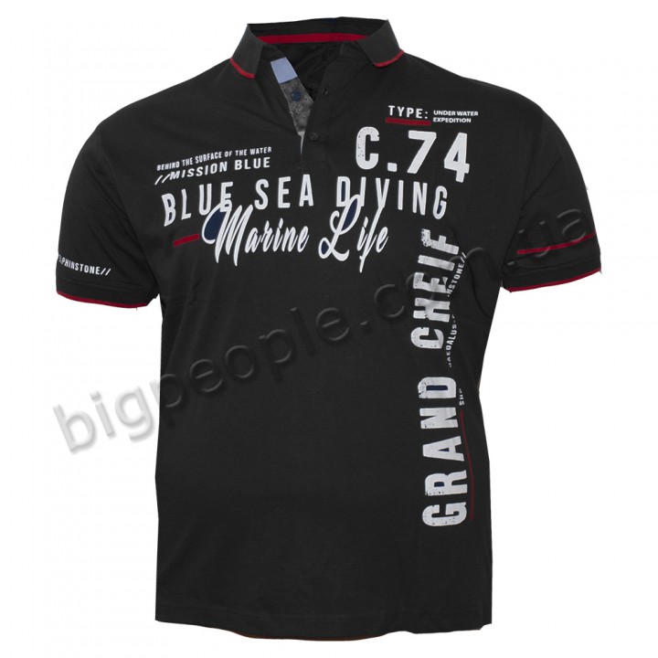 Чоловіча футболка polo великого розміру GRAND CHEFF. Колір чорний. (fu01308992)