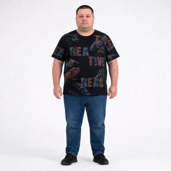 Футболка чоловіча ARMSTRONG великого розміру. Колір чорний. Комір напівкруглий. (fu01994337)