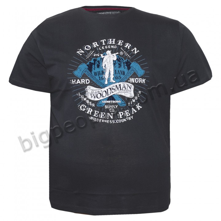 Футболка чоловіча ARMSTRONG великого розміру. Колір темно-сірий. Воріт напівкруглий. (fu01194337)