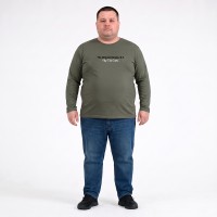 Тонкая футболка мужская с длинным рукавом TURHAN большого размера. Цвет хаки. Ворот полукруглый. (fu0210447)