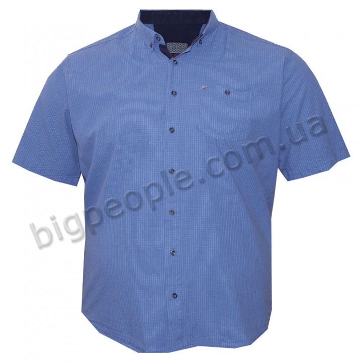 Синяя хлопковая мужская рубашка больших размеров BIRINDELLI (ru05159543)