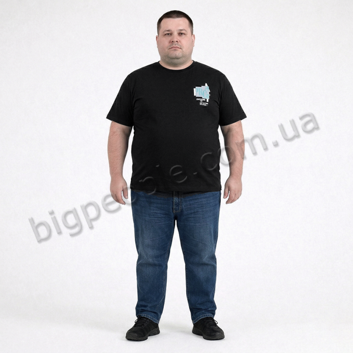 Футболка мужская TURHAN большого размера. Цвет чёрный. Ворот полукруглый. (fu02018945)