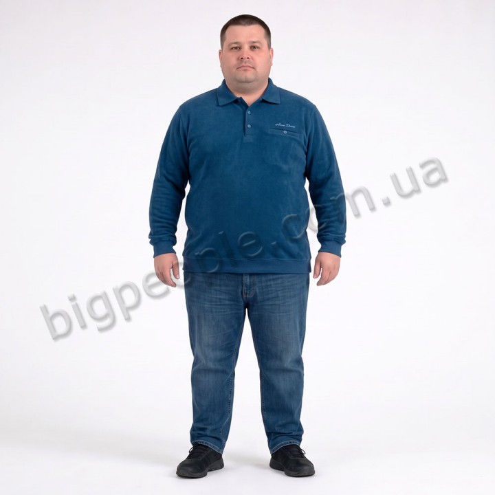 Мужское тёплое трикотажное поло ANNEX синего цвета (ba01139479)