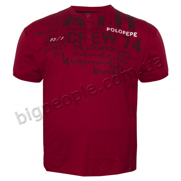 Поло чоловіча POLO PEPE великого розміру. Колір бордо. Низ виробу прямий. (fu01299335)