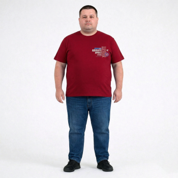 Футболка чоловіча POLO PEPE великого розміру. Колір бордо. Комір напівкруглий. (fu02041874)