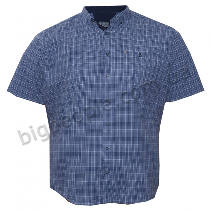 Синяя хлопковая мужская рубашка больших размеров BIRINDELLI (ru05158993)