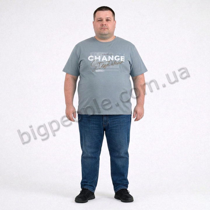 Футболка чоловіча ARMSTRONG великого розміру. Колір блакитний. Комір напівкруглий. (fu01985837)