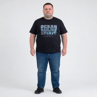 Футболка мужская POLO PEPE большого размера. Цвет чёрный. Ворот полукруглый. (fu02063492)