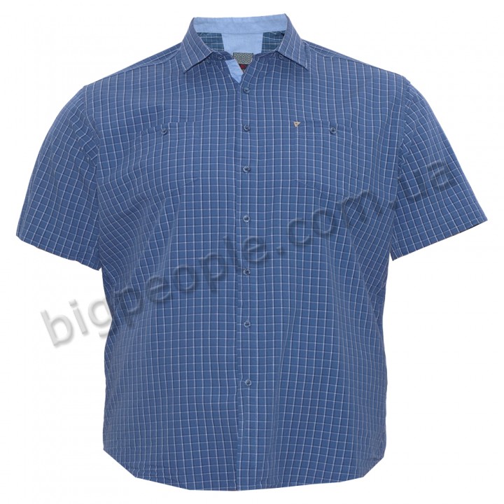 Синяя хлопковая мужская рубашка больших размеров BIRINDELLI (ru00480442)