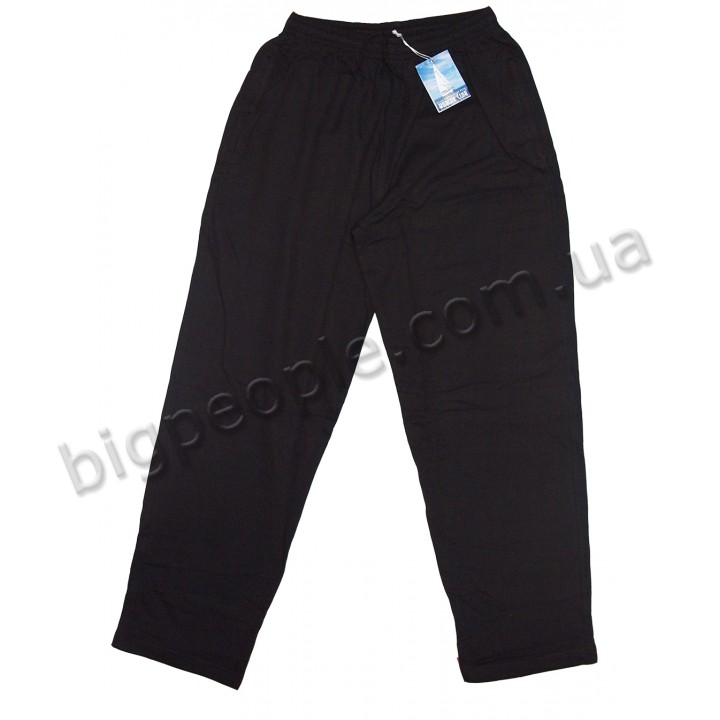 Спортивные брюки БОРКАН КЛУБ для больших людей. Цвет чёрный. Штаны внизу прямые. (br00011065)