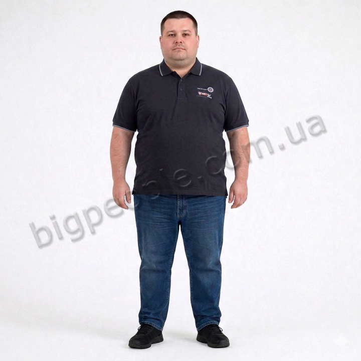 Мужское polo АННЕКС большого размера. Цвет чёрный. Низ изделия прямой. (fu01963552)