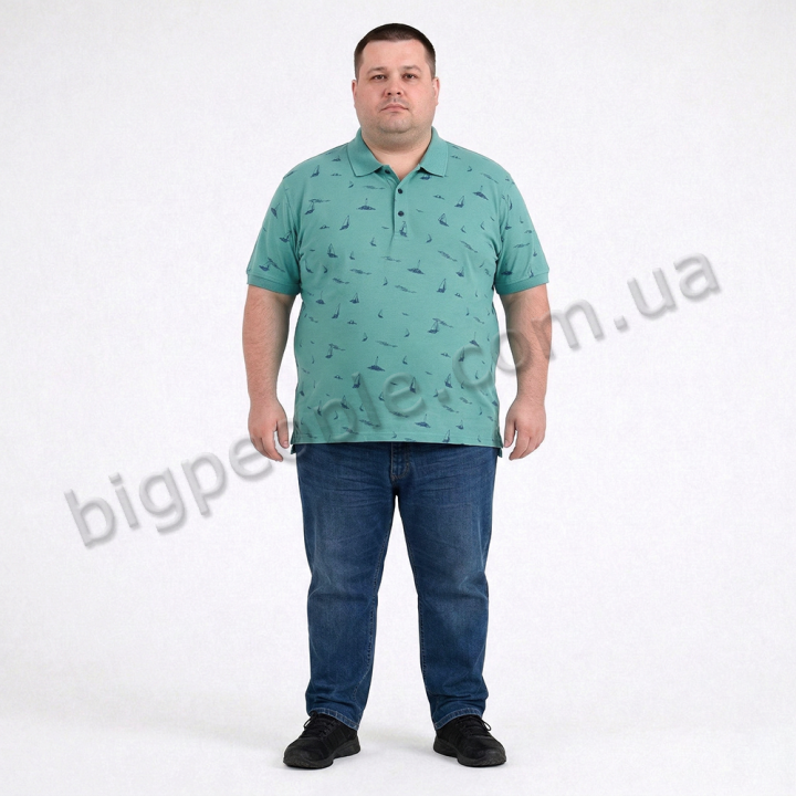 Мужское polo АННЕКС большого размера. Цвет зелёный. Низ изделия прямой. (fu01969558)