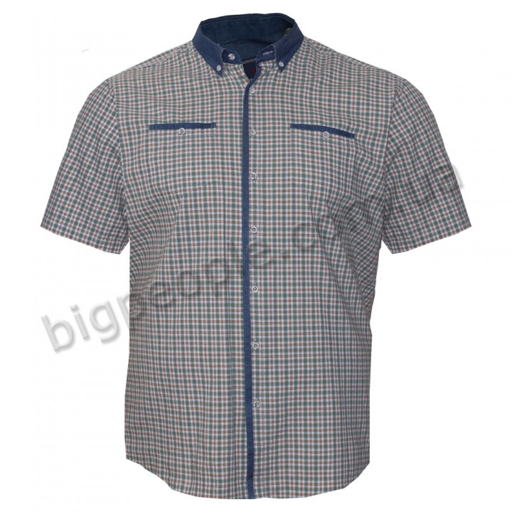 Синяя хлопковая мужская рубашка больших размеров BIRINDELLI (ru05178225)