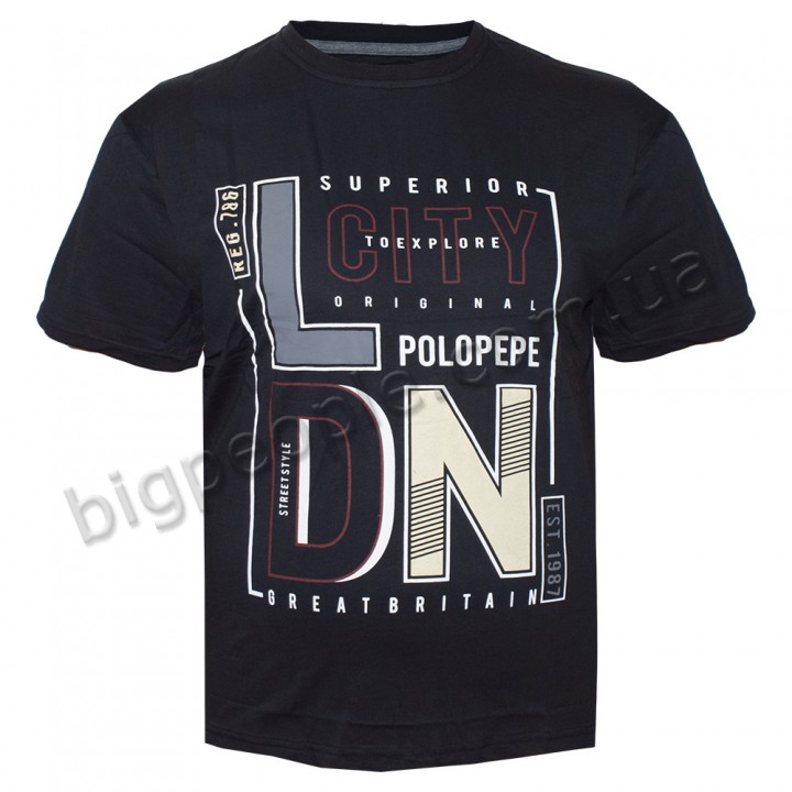 Футболка чоловіча POLO PEPE великого розміру. Колір чорний. Воріт напівкруглий. (fu01313886)