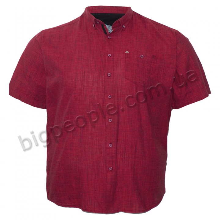 Бордовая льняная мужская рубашка больших размеров BIRINDELLI (ru05115993)