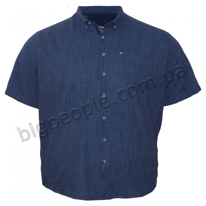 Тёмно-синяя льняная мужская рубашка больших размеров BIRINDELLI (ru05110965)