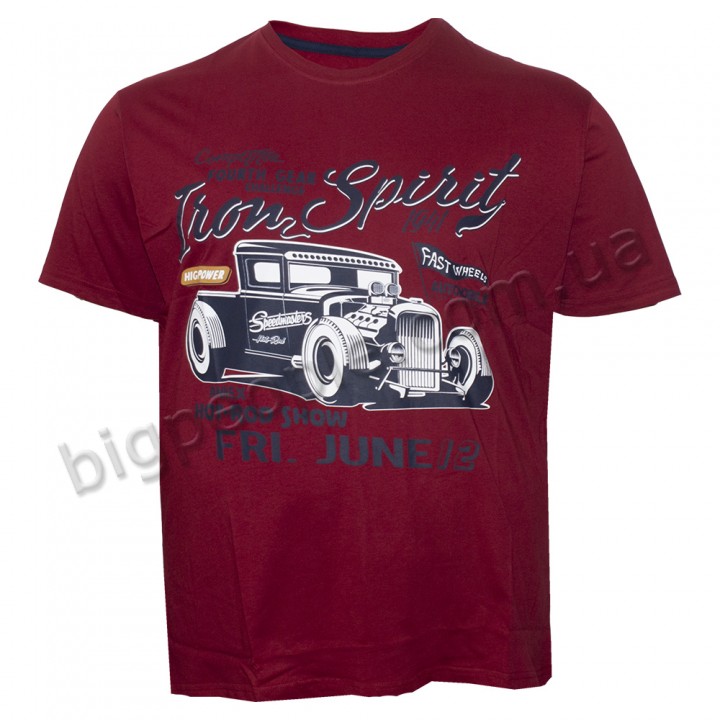 Футболка чоловіча ANNEX великого розміру. Колір бордо. Воріт напівкруглий. (fu01197009)